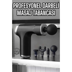 Mey İthalat® Masaj Tabancası 4 Başlıklı Kas ve Vücut Ağrıları İçin Şarjlı Darbeli