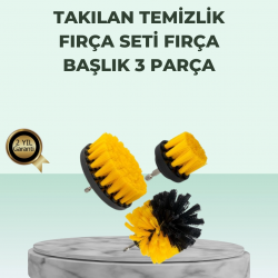 Mey İthalat® Matkap Uyumlu Temizlik Fırçası Seti 3’lü Çok Amaçlı