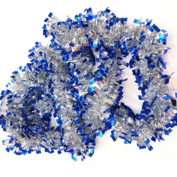 Mey İthalat® Mavi Gümüş Renk 4 cm Genişlik Garland Çift Renk Sim Süs 180 cm