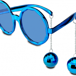 Mey İthalat® Mavi Renk Disko Toplu Küpeli Parlak Yılbaşı Parti Gözlüğü