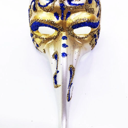 Mey İthalat® Mavi Renk İşlemeli Seramik Malzemeden İmal Venedik Uzun Maske Magnet