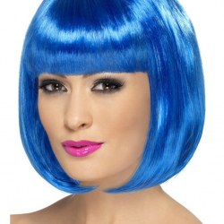 Mey İthalat® Mavi Renk Parti Peruğu Kısa Küt Saç