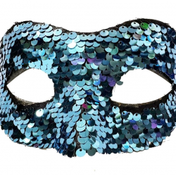 Mey İthalat® Mavi Renk Payetli Pullu Parti Maskesi Balo Venedik