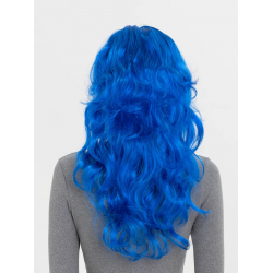 Mey İthalat® Mavi Renk Uzun Dalgalı Parti Peruğu