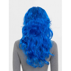 Mey İthalat® Mavi Renk Uzun Dalgalı Parti Peruğu