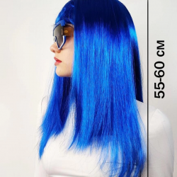 Mey İthalat® Mavi Renk Uzun Parti Peruğu