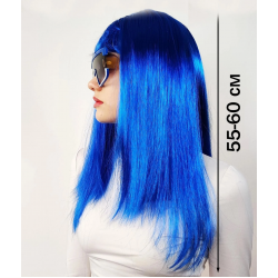 Mey İthalat® Mavi Renk Uzun Parti Peruğu