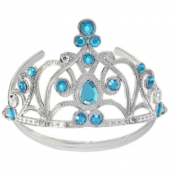 Mey İthalat® Mavi Taşlı Elsa Çocuk Tacı Prenses Tacı Kraliçe Tacı 16x14 cm