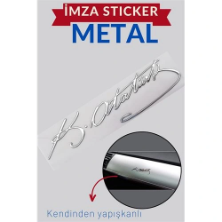 Mey İthalat® Metal 8.5 Cm Atatürk İmzası Sticker