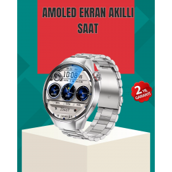 Mey İthalat® Metal Gövdeli AMOLED Akıllı Saat – Kan Oksijen, Nabız ve Arama Fonksiyonlu