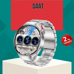 Mey İthalat® Metal Gövdeli AMOLED Akıllı Saat – Kan Oksijen, Nabız ve Arama Fonksiyonlu