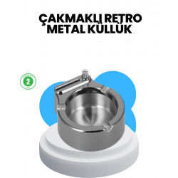 Mey İthalat® Metal Küllük Çakmaklı Masa Üstü Şık Tasarım