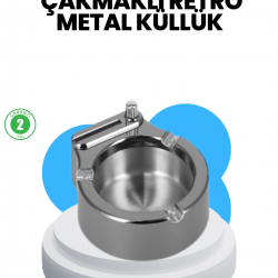 Mey İthalat® Metal Küllük Çakmaklı Masa Üstü Şık Tasarım