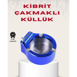 Mey İthalat® Metal Küllük ve Çakmak Seti Yuvarlak Modern Tasarım