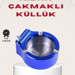 Mey İthalat® Metal Küllük ve Çakmak Seti Yuvarlak Modern Tasarım