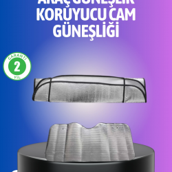 Mey İthalat® Metalize Reflektör Yüzeyli UV Koruyucu Araç Güneşliği – Serin ve Güvenli Sürüşler İçin