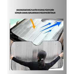 Mey İthalat® Metalize Reflektörlü Katlanabilir Araç Güneşliği – Yüksek Performanslı Isı ve UV Koruması