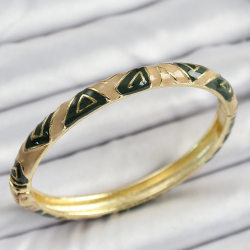 Mey İthalat® Mineli Pirinç Kahverengi Siyah Geometrik Desenli Kadın Kelepçe