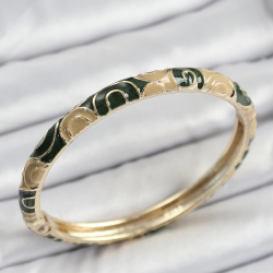 Mey İthalat® Mineli Pirinç Siyah ve Kahverengi Motifli Kadın Kelepçe