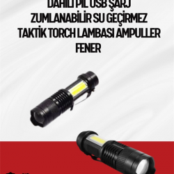 Mey İthalat® Mini Boy LED El Feneri - 2000 Lümen, Su Geçirmez Tasarım