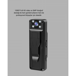 Mey İthalat® Mini Güvenlik Kamerası 1080P 3MP Fotoğraf 180° Ayarlanabilir Lens USB Şarjlı