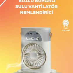Mey İthalat® Mini Klima Fan | USB'li, 7 Renk Gece Işığı, 3'ü 1 Arada Fonksiyon