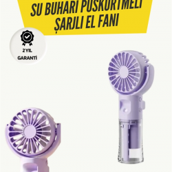 Mey İthalat® Mini Masaüstü ve El Tipi Buğu Fanı – Su Depolu, Şarj Edilebilir, Nemlendirici Özellikli