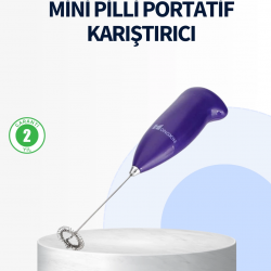 Mey İthalat® Mini Pilli Portatif Karıştırıcı – Cappuccino, Latte, Frappe ve Kahve Köpürtücü