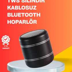 Mey İthalat® Mini Silindir Kablosuz Hoparlör Güçlü Ses 4W Bas + TWS Senkron Özellik