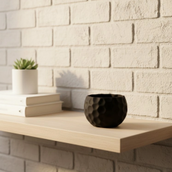 Mey İthalat® Mini Siyah Dekoratif Saksı 5 cm Modern Masaüstü Bitki Saksısı