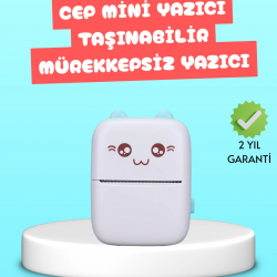 Mey İthalat® Mini Termal Yazıcı Kablosuz Taşınabilir Bluetooth Bağlantılı 200 DPI