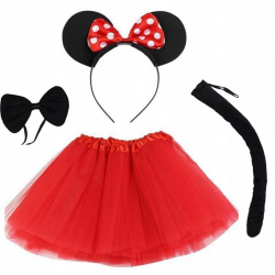Mey İthalat® Minnie Mouse Kostüm Seti Etek Taç Kuyruk Papyon Gösteri Seti
