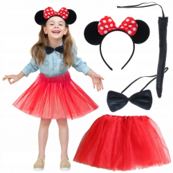 Mey İthalat® Minnie Mouse Kostüm Seti Etek Taç Kuyruk Papyon Gösteri Seti