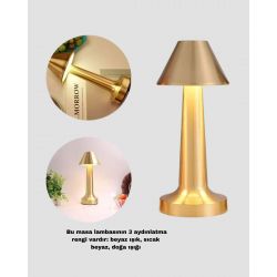 Mey İthalat® Modern Metal Masa Lambası 3 Işık Renkli Kademesiz Parlaklık Ayarlı