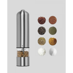 Mey İthalat® Modern Otomatik Baharat Öğütücü Seti – Pilli, Paslanmaz Çelik, LED Aydınlatmalı