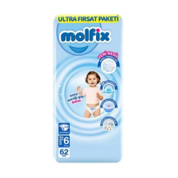 Mey İthalat®   Bebek Bezi Ultra Fırsat Paketi 6 Beden 15+ Kg 62 Adet