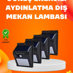 Mey İthalat® Montajlı Güneş Enerjili Duvar Tipi Aydınlatma – 8 Saat Çalışma Süresi