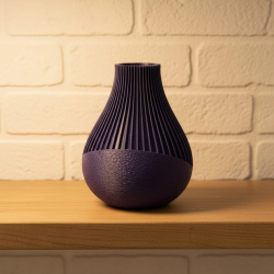 Mey İthalat® Mor Çizgili Dekoratif Vazo 11 cm Modern Tasarım Aksesuar