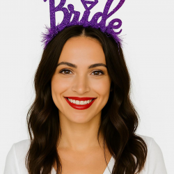 Mey İthalat® Mor Renk Bekarlığa Veda İtalik Yazı Alyanslı Bride Taç