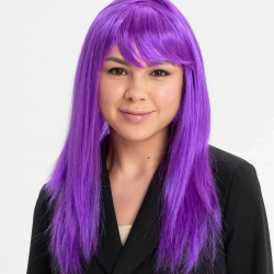 Mey İthalat® Mor Renk Düz Kesim Uzun Parti Peruğu Takma Saç