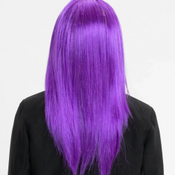 Mey İthalat® Mor Renk Düz Kesim Uzun Parti Peruğu Takma Saç