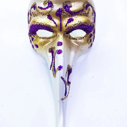 Mey İthalat® Mor Renk İşlemeli Seramik Malzemeden İmal Venedik Uzun Maske Magnet