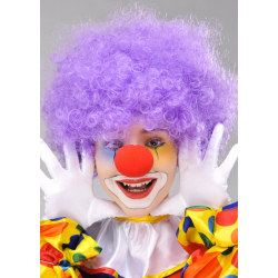 Mey İthalat® Mor Renk Kıvırcık Afro Bonus Peruk Takma Saç ve Kırmızı Burun Seti