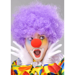 Mey İthalat® Mor Renk Kıvırcık Afro Bonus Peruk Takma Saç ve Kırmızı Burun Seti