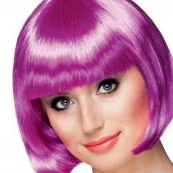 Mey İthalat® Mor Renk Parti Peruğu Küt Saç