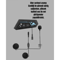 Mey İthalat® Motosiklet Sürüşleri İçin BT22 Kask Bluetooth Kulaklık Mikrofonlu