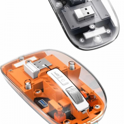 Mey İthalat® Mouse Fare Kablosuz Mouse Fare Şarjlı Bluetooth Sessiz 5 Tuşlu Şeffaf