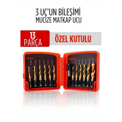 Mey İthalat® Mucize HSS 13'lü Kombinasyon Matkap Ucu Seti – Delme, Havşa, Diş Açma Tek Adımda