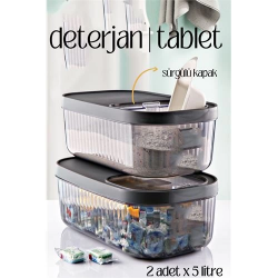Mey İthalat® MultiBox Deterjan Tablet Kutusu Sürgülü Kapak 5 Litre 2 ADET