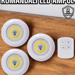 Mey İthalat® Mutfak Dolap Altı Işığı Uzaktan Kumandalı Yapışkanlı Kablosuz Pilli